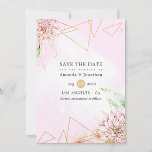 Roze en goudFloral Geometric Wedding Save The Date