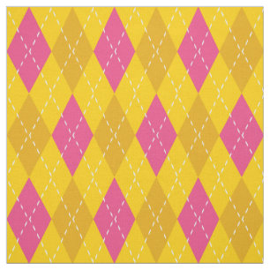 Roze en goudgele argyle Patroon Stof