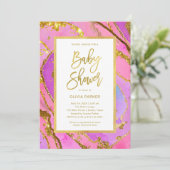 roze en goudgeode | BABY SHOWER Kaart (Staand voorkant)