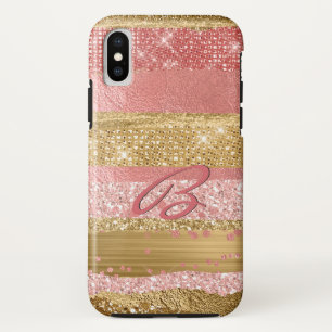 Roze en goudglam iPhone x hoesje