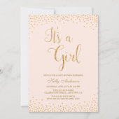 Roze en goudglitter Baby Shower Invitations Kaart (Voorkant)