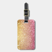 roze en goudglitter bagagelabel (Voorkant verticaal)