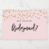 Roze en goudglitter Bridesmaid Candle Sticker (Enkel label)