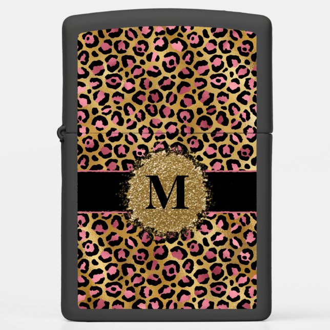 Roze en goudglitter cheetah leopard print (Voorkant)