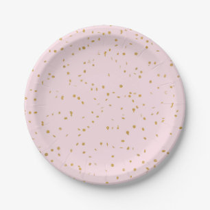 Roze en goudglitter Confetti Papieren Borden Bordje