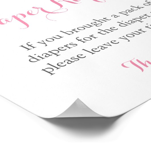 Roze en goudglitter diaper Raffle Display Sign Poster (Hoek)