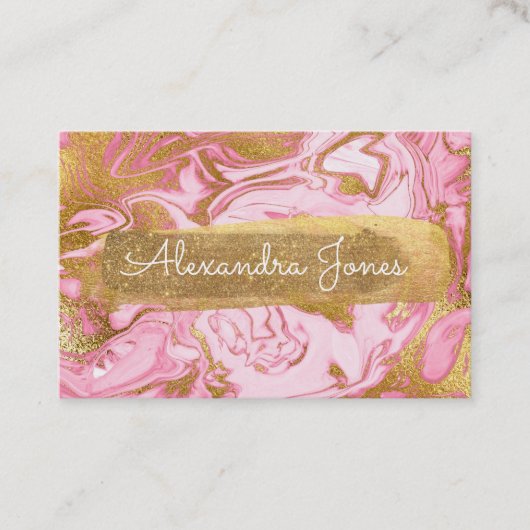 Roze en goudglitter en Sparkle Marble Visitekaartje (Voorkant)
