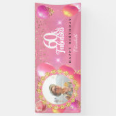 Roze en goudglitter Fab 60e verjaardag Spandoek (Verticaal)