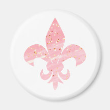 Roze en goudglitter Fleur de Lis Magnet