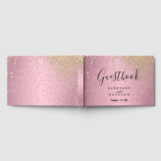 roze en goudglitter gastenboek (Volledig)