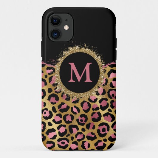 Roze en goudglitter initiaal Hoesje-M Case-Mate iPhone Case (Achterkant)