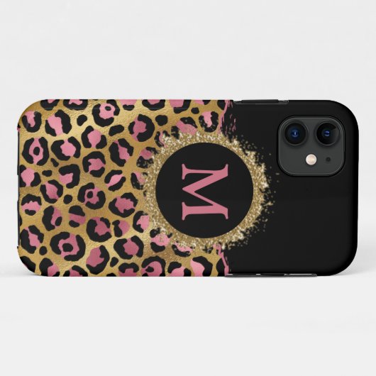 Roze en goudglitter initiaal Hoesje-M Case-Mate iPhone Case (Achterkant (horizontaal))