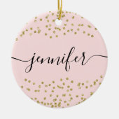 Roze en goudglitter keramisch ornament (Voorkant)