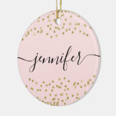 Roze en goudglitter keramisch ornament (Links)