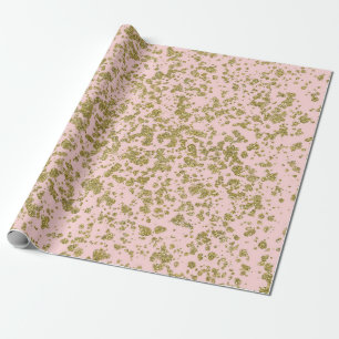 Roze en goudglitter-meisje met moderne platter cadeaupapier