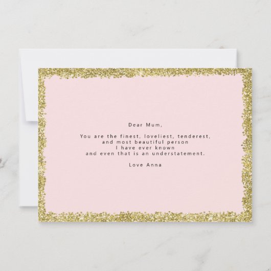 Roze en goudglitter Naar mijn moeder op een legale Kaart (Achterkant)