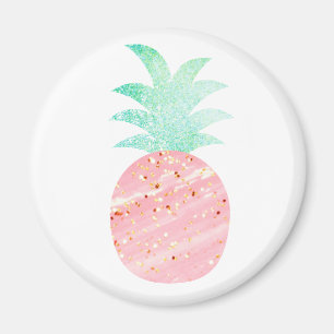 Roze en goudglitter Pineappel Magnet Magneet