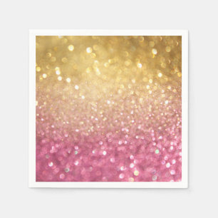 roze en goudglitter servet