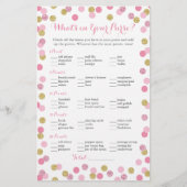 Roze en goudglitter Wat zit er in uw Purse Game (Voorkant)