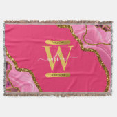 Roze en goudgrijs Glitter Monogram Deken (Voorkant)