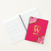Roze en goudgrijs Glitter Monogram Notitieboek (Binnen)