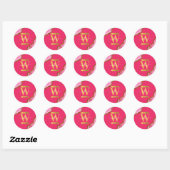 Roze en goudgrijs Glitter Monogram Ronde Sticker (Vel)
