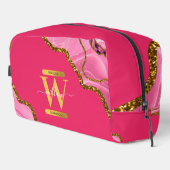 Roze en goudgrijs Glitter Monogram Toilettasje (Rechterhoek)