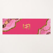 Roze en goudgrijs Glitter Monogram Yogamat (Voorkant (horizontaal))