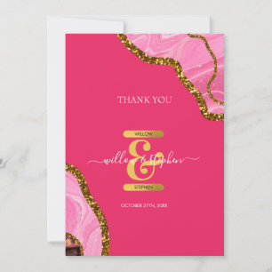 Roze en goudgrijze geode bruistode bedankkaart