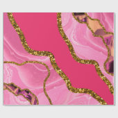 Roze en goudgrijze geode glitter cadeaupapier (Vlak)