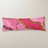 Roze en goudgrijze geode glitter lichaamskussen (Achterkant)