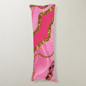 Roze en goudgrijze geode glitter lichaamskussen (Voorkant Verticaal)