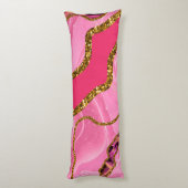 Roze en goudgrijze geode glitter lichaamskussen (Achterkant (Verticaal))