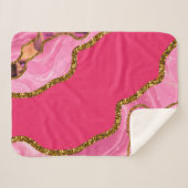 Roze en goudgrijze geode glitter sherpa deken (Voorkant (horizontaal))