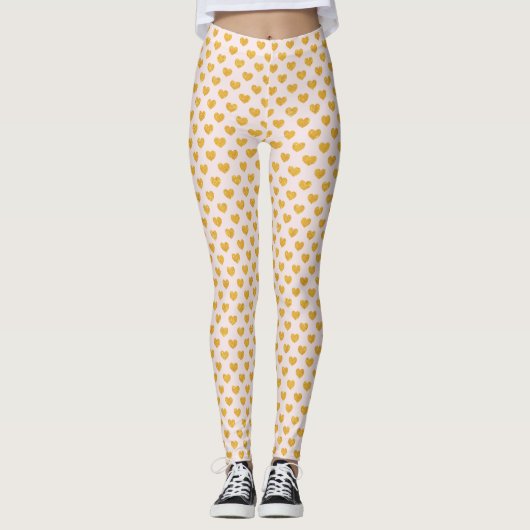 Roze en goudharten Leggings van vrouwen (Voorkant)