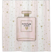 Roze en goudharten Parijs Parfum Chic-Mode Douchegordijn (Voorkant)