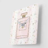 Roze en goudharten Parijs Parfum Chic-Mode Vierkante Klok (Hoek)