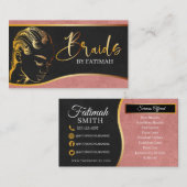 Roze en goudhoudend haarbreisalon visitekaartje (Voorkant / Achterkant)