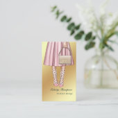 Roze en goudhoudende Mode Rag Trade QR Code Visitekaartje (Staand voorkant)