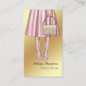 Roze en goudhoudende Mode Rag Trade QR Code Visitekaartje (Voorkant)