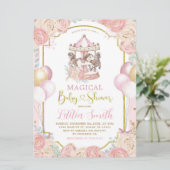 Roze en goudkleurig Baby shower Kaart (Staand voorkant)