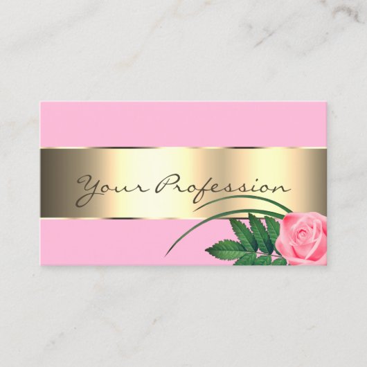 Roze en goudkleurig Roos Vloeiend hevig Visitekaartje (Voorkant)