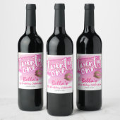 Roze en goudkleurige 21ste Birthday Wine Labels Wijn Etiket (Flessen)