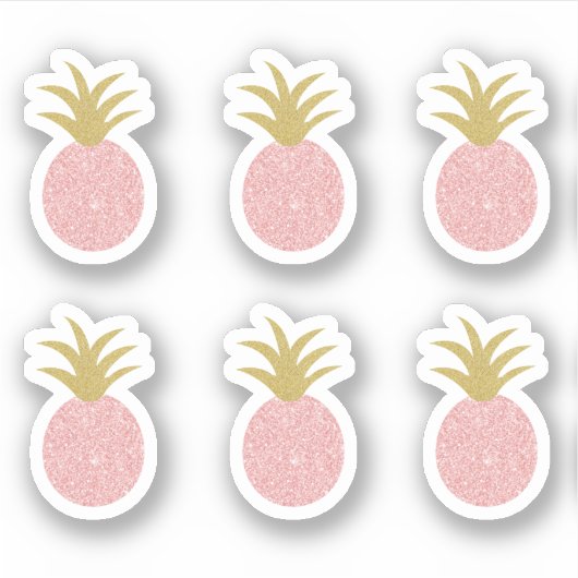 Roze en goudkleurige anananastickers sticker (Voorkant)