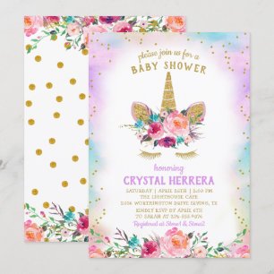 Roze en goudkleurige Baby shower Kaart