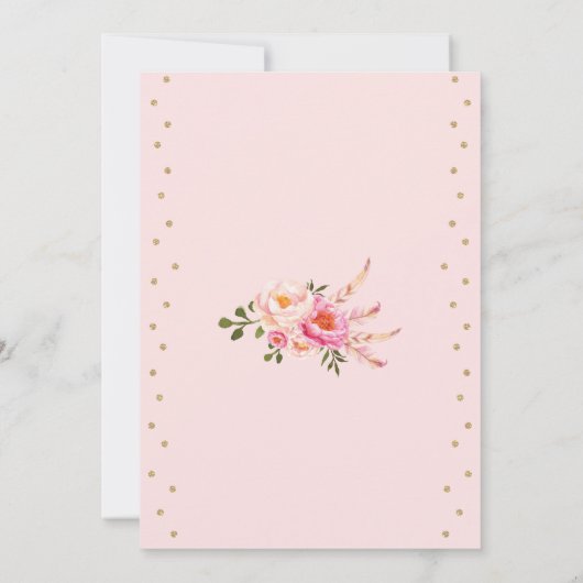 Roze en goudkleurige Boho Birthday Sleepover Kaart (Achterkant)