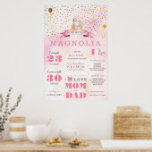 Roze en goudkleurige Boho Birthday Stats Milestone Poster (Keuken)