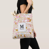 Roze en goudkleurige Canvas tas van het Monogram P (Dichtbij)