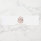 Roze en goudkleurige carrouselfles waterfles etiket (Enkel label)