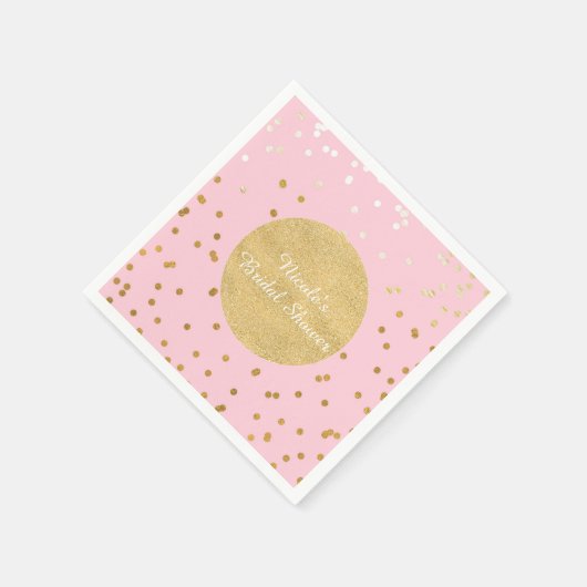 Roze en goudkleurige Confetti Stippen Moderne Servetten (Hoek)